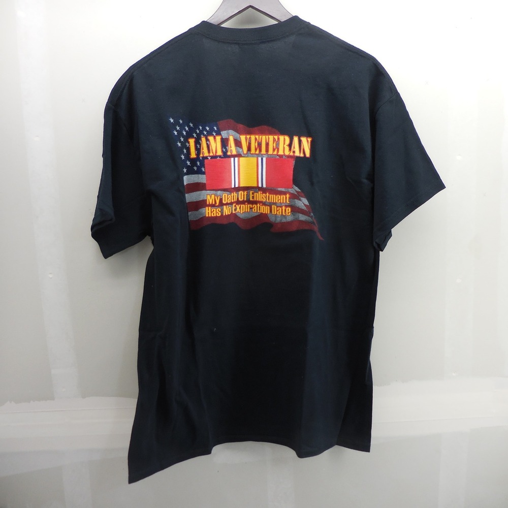 Gildan Mens I Am‎ A Veteran T-Shirt Black Graphic Military Pride Size Large